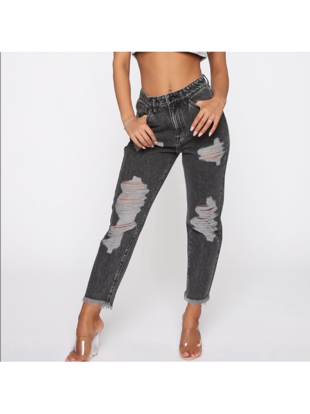 4/$25 Fashion Nova Icy Girl High-Rise Distressed Boyfriend Jeans Sz 7